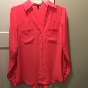 Express Pink Original Fit Portofino Blouse